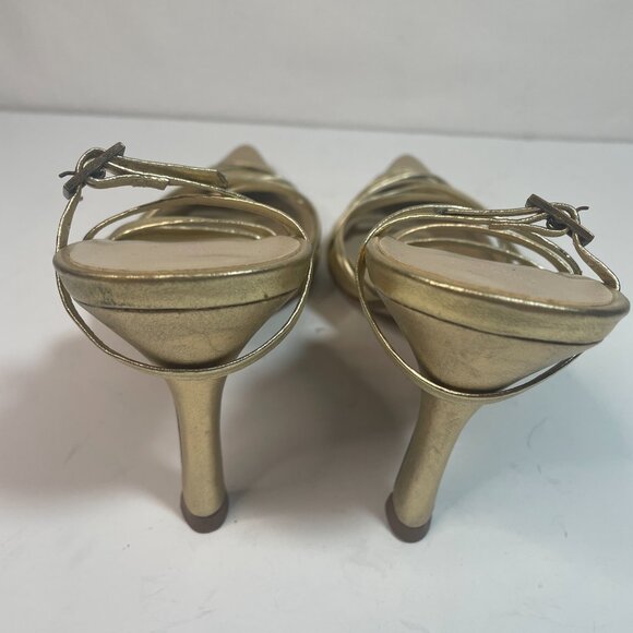 BCBG Gold Metallic Ankle Strap Max Azria Stilettos - Picture 5 of 8
